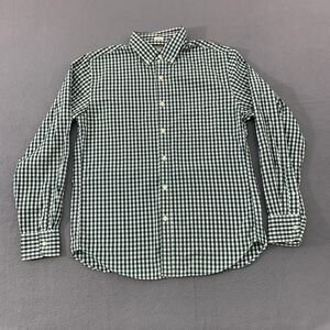 J Crew Shirt Mens Medium Green White Gingham Button Down Tailored Fit Casual